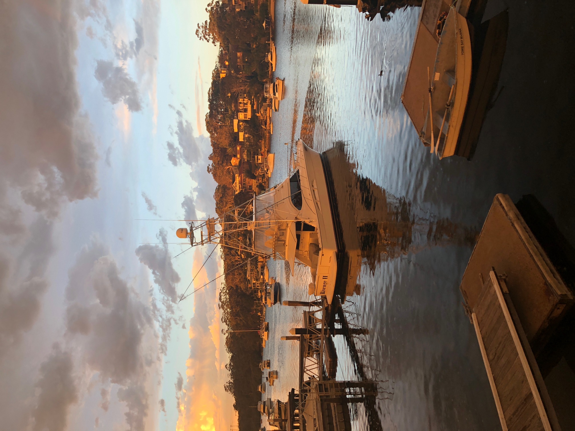 Marina boats at sunset